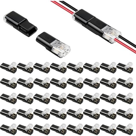 40 Connecteurs Electrique Étanche 2 Broches, Connecteur Etanche 2 Fils  Connecteur Rapide de Voiture Enfichable, pour Automobile Éclairage LED, pour Câble 18-22 AWG (1/5)