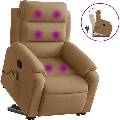 Sillón reclinable de masaje elevable terciopelo marrón vidaXL (1/5)