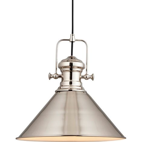 Suspension industrielle cône nickel/blanc E27 Endon (1/5)