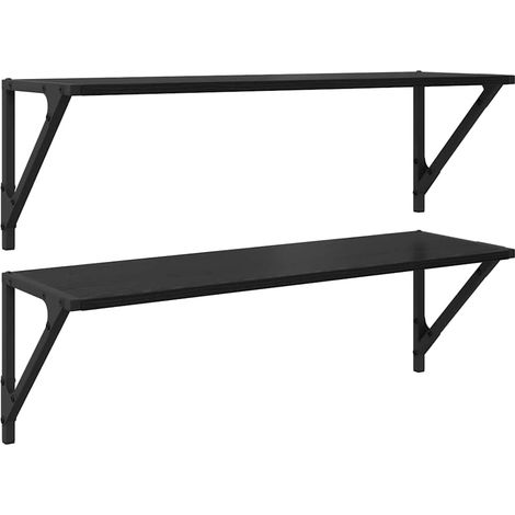 Estanterías de pared 2 pcs Roble Negro 80 x 25 x 25,5 cm vidaXL