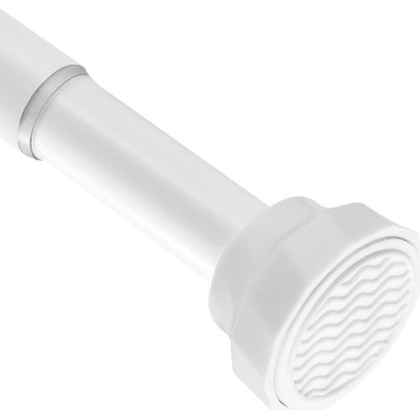 Tringle à Rideau Extensible Blanche 73-256cm, Tringle Télescopique Sans Perçage, Ø25mm Barre de Rideau de Douche pour Salle de Bain, Placard et Balcon (1/5)