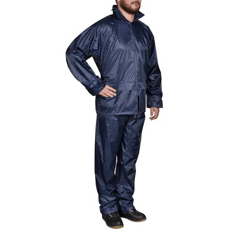 Completo Impermeabile Blu Marino con Cappuccio XXL 2 pz per Uomini vidaXL