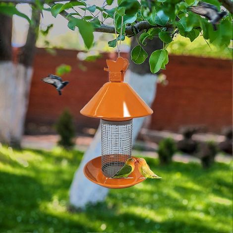 Mangeoire à oiseaux Pavillon pour jardin extérieur, récipient suspendu en métal pour colibris, accessoires d'alimentation portables (1/5)