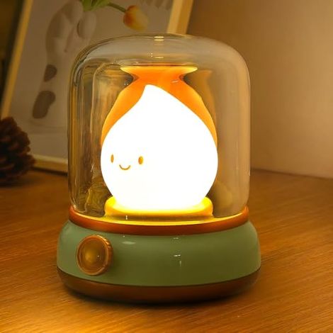 Lampe de Chevet, Veilleuse Enfant Pour Chambre Salon, LED Lampe de Chevet Dimmable avec Mode Chaud et Mode Bougie (scintillement), USB Rechargeable Lampes Veilleuse Adulte avec Minuteur (1/5)