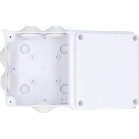 Boîte de jonction 100 x 100 x 70 mm, boîtier électrique étanche IP65 pré-percé avec bouchon en caoutchouc pour une utilisation en extérieur (1/4)