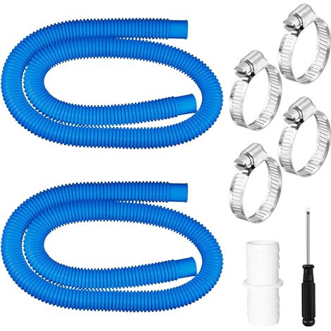 Schwimmbadschlauch 32 mm, 2 Stück 150 cm Schwimmbadschlauch mit 4 Metallklemmen, für die Teichbewässerung mit Wasserfilterpumpe