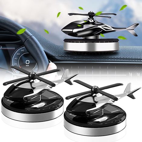 Lot de 2 désodorisants pour voiture, hélicoptère créatif, énergie solaire, aromathérapie, alliage d'aluminium, diffuseur solaire puissant pour voiture et maison (1/5)