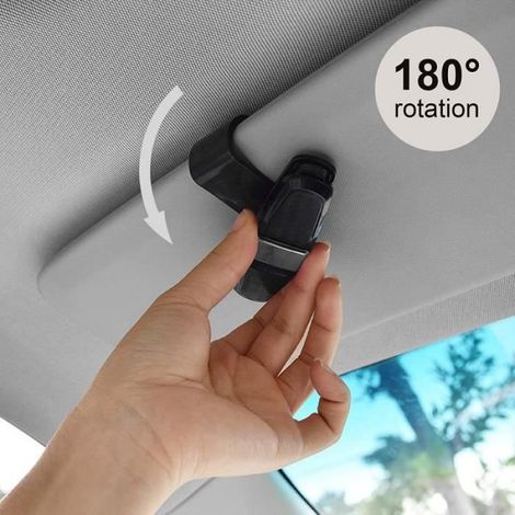 Porte-Lunettes Voiture - Rotation 180 Degrés - ABS Et Métal Galvanisé - Pour Pare-Brise Ou Climatiseur - Lot De 2 (1/4)