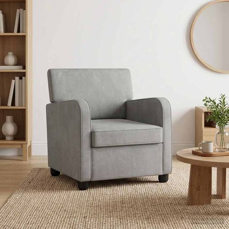 vidaXL Poltrona Grigio Chiaro Velluto (1/5)