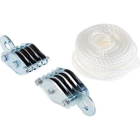 Palan à 8 Poulies - 400 Kg - Polypropylène - Levage Manuel - Jardin Et Chantier - Câble 20 M (1/2)