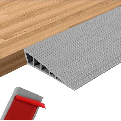 Rampe de seuil de porte de 2,5 cm de haut, bande de transition de sol auto-adhésive de 40 cm de long, rampe de seuil de porte en caoutchouc (gris). (1/5)