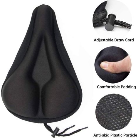 Housse de selle de vélo extra douce en gel, coussin de selle confortable pour VTT, vélo de route, vélo de sport, BMX, vélo de ville, vélo d'appartement (femme/homme). Convient aux femmes et aux hommes (1/5)