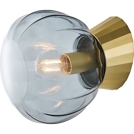 Applique Moderna Sydney Base Oro E Sfera In Vetro Fumé 1 Luce E14 (1/2)