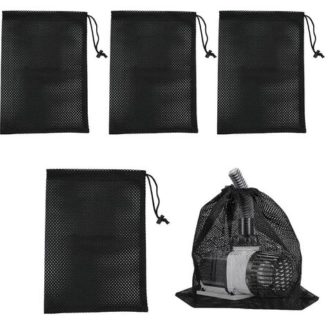 4 Pièces Sac de Pompe, Sac en Filet de Filtre de Pompe, Sac de Barrière de Pompes, Sac Filtrant de Pompes à Eau en Maille (Noir) (1/5)