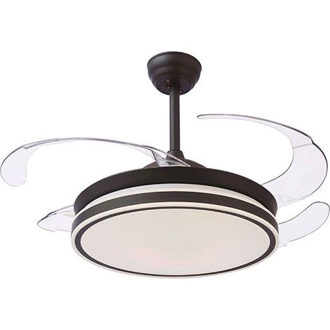 Ventilador DC ASGARD negro, 4 aspas retráctiles, 72W LED 300040006000K, Al.35xD.108/50cm