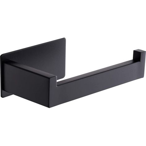 Porte-papier toilette mural, sans perçage, pour salle de bain et cuisine, noir (1/5)