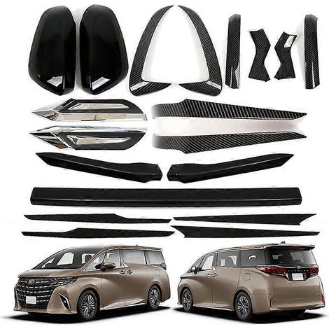 Passend für Toyota Elfa, Alphard, Vellfire 40 (Baujahr 23): Rückspiegelabdeckung, Zierleiste, Fenster-/Kotflügelabdeckung aus Kohlefaser