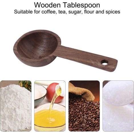 Cuillère à café Cuillère à café en Bois de Noyer pour café Moulu Cuillère à café en Bois Composite Cuillère à Mesurer en Bois Cuillère à café en Noyer Accessoires de café pour (1/4)