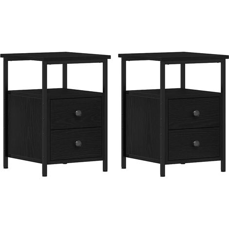 vidaXL Comodini 2 pz Rovere Nero 34x35,5x50 cm Legno di Argilla (1/5)