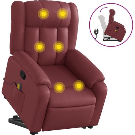 Maison Exclusive - Massagesessel mit Aufstehhilfe Weinrot Kunstle