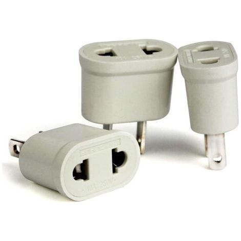 FR to US Converter Adapter 3 PCS European Plug to US Plug for Connecting French Devices France Europe to USA to Japan Canada Thailand Taiwan/White (1/5)