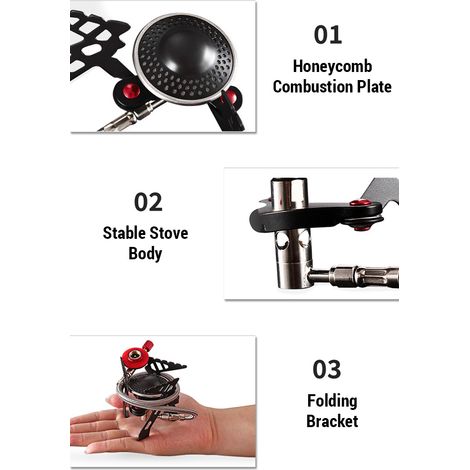Cuisinière à gaz de Camping Portable, brûleur pliant pour randonnée en plein air (1/5)