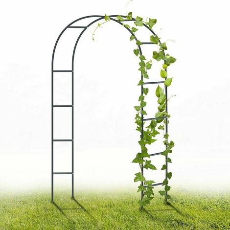 Jardin métal Arche, 2.4M Jardin Archway Poudre Coated Acier Trellis pour Les Plantes grimpantes Roses Soutien Archway Décoration de Jardin (Noir)
