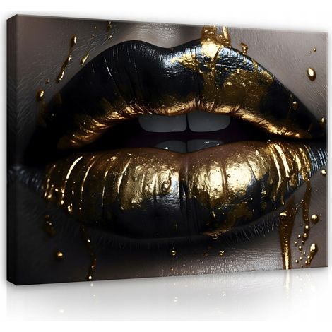 Peinture femme visage bouche pour chambre salon 60x40 (1/3)