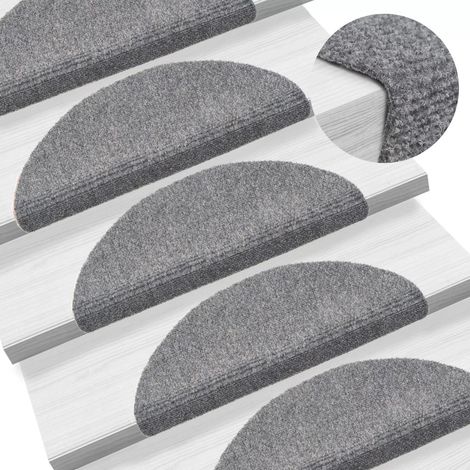 Peldaños de escalera autoadhesivos 15 piezas 54 x 16 x 4 cm gris claro DEC023307