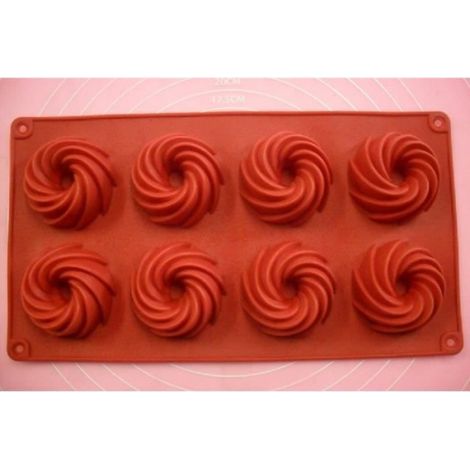Moule Silicone - 8 Cavités Pour Petits Fours Et Mini Tornades - 28 X 18 Cm - Usage Four Et Congélateur (1/3)