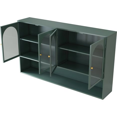 Pensile da parete a 4 ante in vetro 120 cm metallo e vetro grigio verde scuro HOMVRA (1/5)