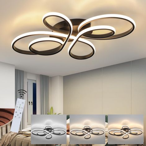 Plafonnier LED 82 W à intensité variable, Lustre LED à anneaux floraux avec télécommande, Plafonnier LED moderne 80 cm, 3 températures de couleur (1/5)