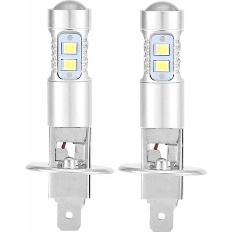 Bombillas para faros delanteros, paquete de 2 bombillas LED H1 6000K Ultra White de 100W para luz de cruce (1/4)