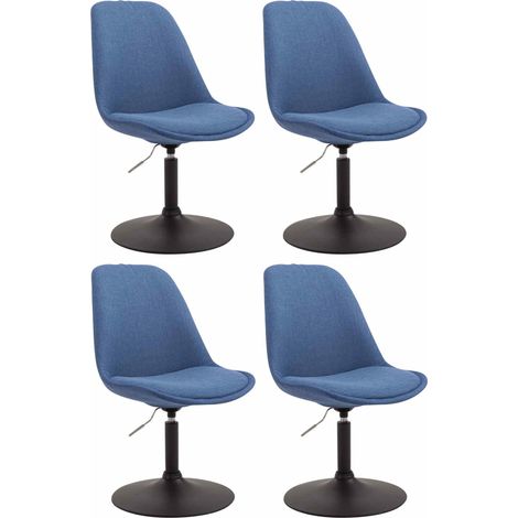 4er Set Esszimmerstühle Maverick Stoff blau schwarz