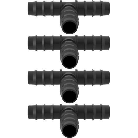 Raccords en T noirs en plastique (4 pièces) pour tuyaux d'irrigation goutte à goutte, raccords de jardin pour systèmes d'irrigation goutte à goutte de 20 mm (1/5)