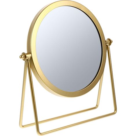 Miroir de Maquillage Rotatif Doré pour Bureau et Salle de Bain Miroir de Table Portable et Résistant pour Coiffeuse et Table de Maquillage (1/4)