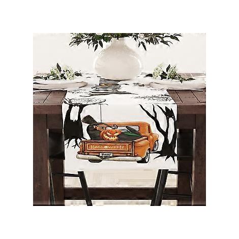 Halloween-Tischläufer, Leinen, Festtagsdekoration, Heimdekoration, Tischdecke, Schranktischdecke, Couchtischdecke (23ZQ4-11)