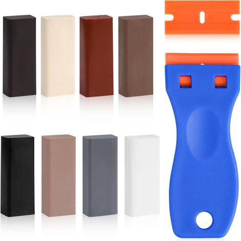 8Pcs Kit de Réparation de Cire Dure, Kit Reparation Carrelage, Réparation pour Sol Stratifié, réparation de carrelage pour carrelage, marbre, cire dure également pour sols stratifiés bois et vinyle (1/5)
