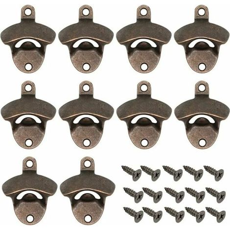 Apribottiglie da parete in bronzo vintage da 10 pezzi con 20 viti abbinate per accessori da cucina e bar