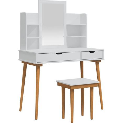 Conjunto de Mesa de Tocador FAUSKE 5 pcs Blanco vidaXL (1/5)