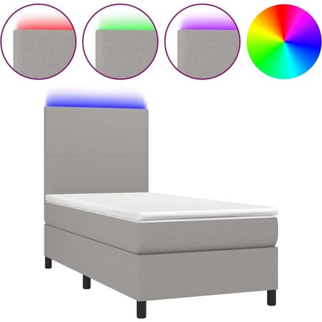 Maison Exclusive - Boxspringbett mit Matratze & LED Hellgrau 80x2
