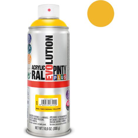 Peinture Aérosol Jaune Ral 1003 Pintyplus Séchage Rapide, Couleur Jaune Sécurité Ral 1003 - Pinty Plus (1/4)