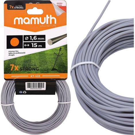 Fil de coupe rond 1,6mm 15m MAMUTH pour tondeuse, remplaçant pour tête de coupe (1/3)