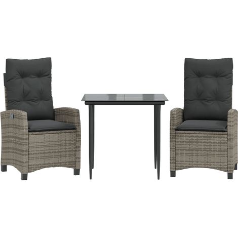 Maison Exclusive - Set comedor de jardín 3 piezas con cojines rat (1/5)