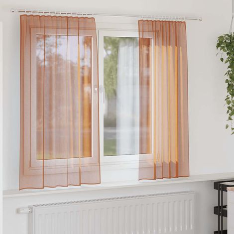 Voile Vorhänge mit Stangentaschen 2 Stk. Terrakotta (1/5)