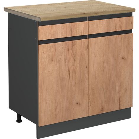 Mobiletto base per cucina R-Line, Quercia dorata, 80 cm , PL Rovere, Vicco
