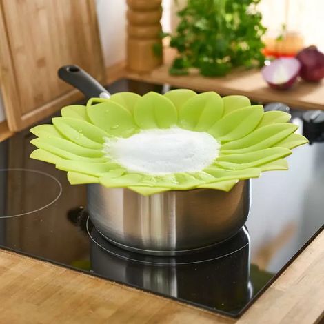 Couvercle anti-débordement silicone 33cm feuilles cuisine (1/5)