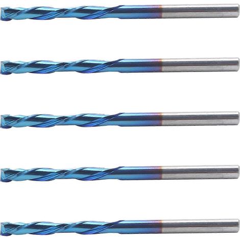 5-teiliger Fräser, 2 Schneiden, Wolframstahl, Nano-blaue Beschichtung, CNC-Schneidwerkzeug, 3,175 x 22 x 55 mm