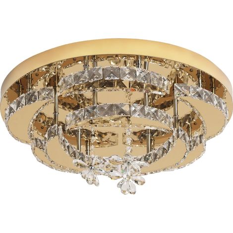 Chandelier, Cristal et Acier Inoxydable, Éclairage LED Dimmable, Modèle A Or, Dimming avec télécommande (1/2)