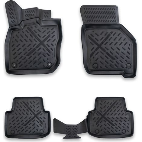 Set mit 4 Stück 3D-Gummifußmatten für den Innenraum aus TPE-Gummi, X-Series, für VOLKSWAGEN VW GOLF 8, Automatik, ab 2021